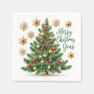 Tinsel Tree Christmas Cocktail Festive Holiday Napkin