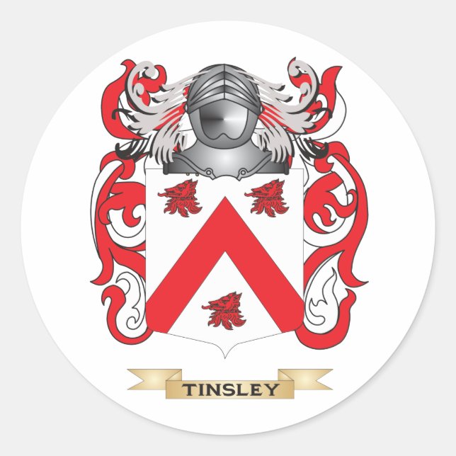 Tinsley Family Crest (Coat of Arms) Classic Round Sticker (Front)