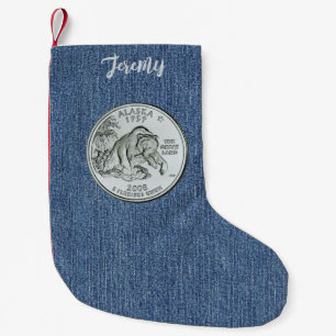 Tinted Alaska State Quarter Personalised Small Christmas Stocking