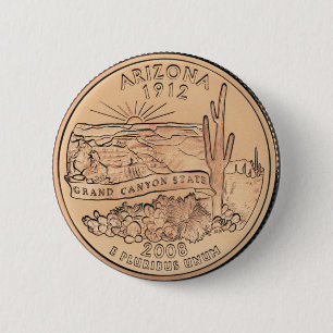 Tinted Arizona State Quarter Design   6 Cm Round Badge