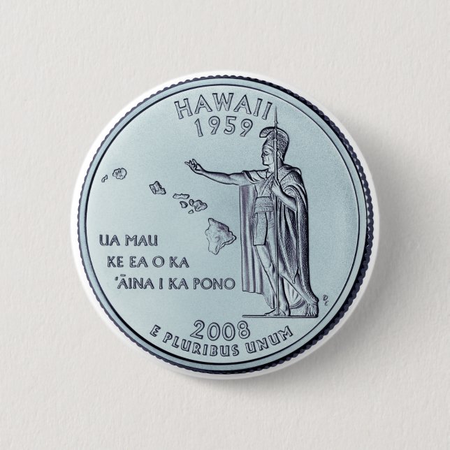 Tinted Hawaii State Quarter Design  6 Cm Round Badge (Front)
