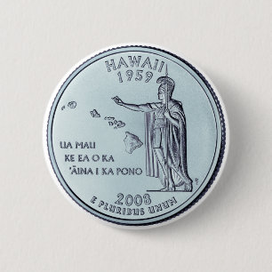 Tinted Hawaii State Quarter Design 6 Cm Round Badge