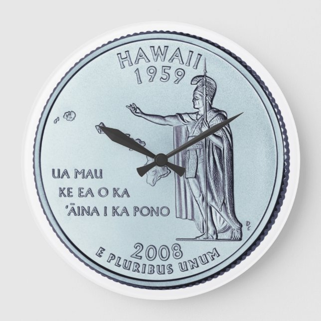 Tinted Hawaii State Quarter Design  Large Clock (Front)