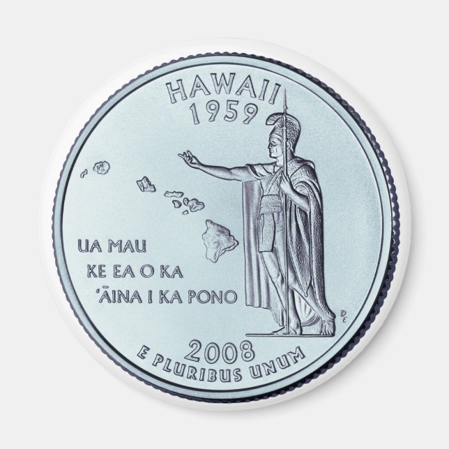Tinted Hawaii State Quarter Design  Magnet (Front)