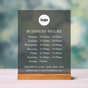 TINTED Logo and Business Hours Acrylic Sign