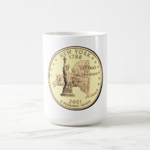 Tinted New York State Quarter Design Coffee Mug