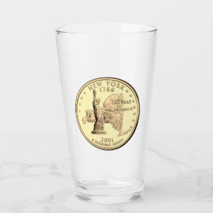 Tinted New York State Quarter Design  Glass
