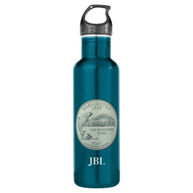 Tinted Washington State Quarter Design Monogram 710 Ml Water Bottle (Front)