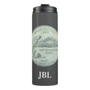 Tinted Washington State Quarter Design Monogram  Thermal Tumbler
