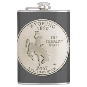 Tinted Wyoming State Quarter Design  Hip Flask