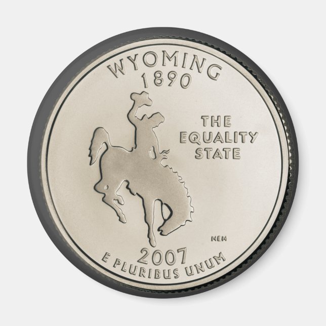 Tinted Wyoming State Quarter Design  Magnet (Front)