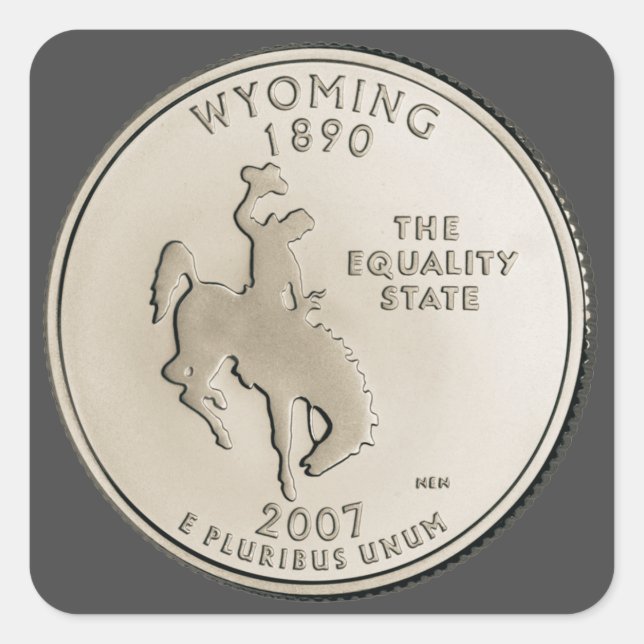 Tinted Wyoming State Quarter Design  Square Sticker (Front)