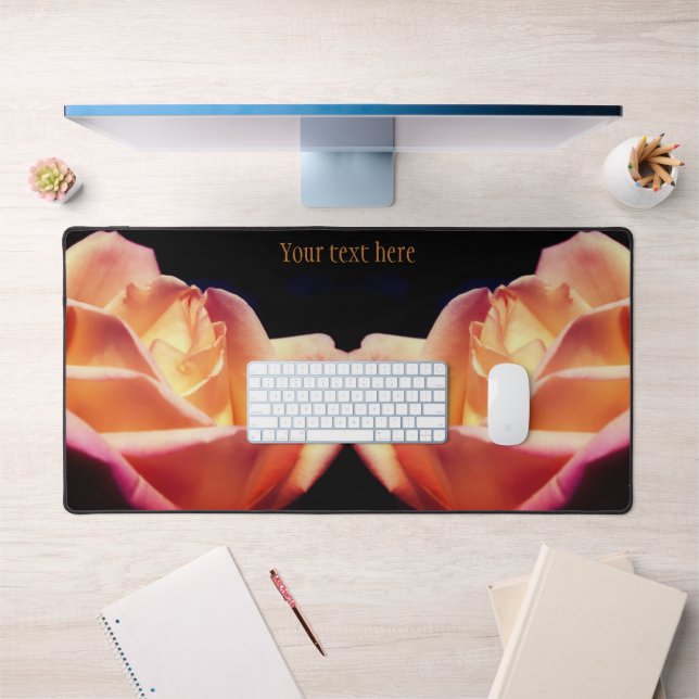 Tinted Yellow Rosebud Flower Personalised Desk Mat (Office 1)