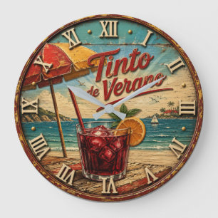 Tinto de Verano Spanish Mediterranean Beach Decor Large Clock