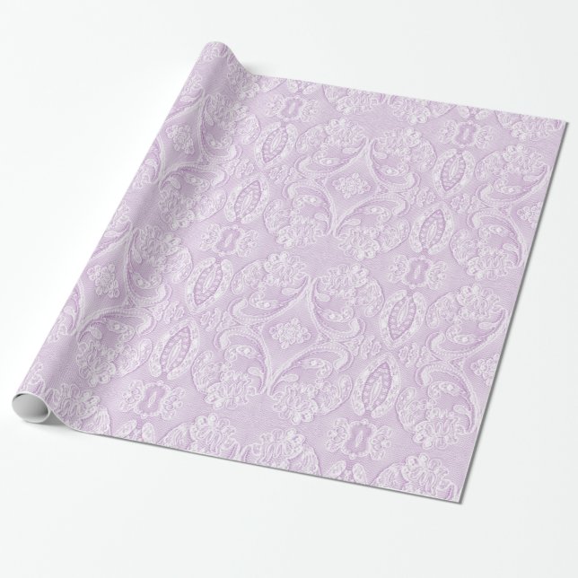 Tints of Lavender Ornate Lace Wrapping Paper (Unrolled)