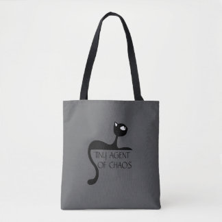 Tiny Agent of Chaos Black Cat grey Tote Bag