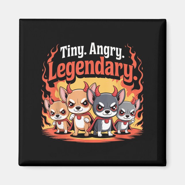 Tiny Angry Legendary Chihuahua Halloween Devil Dog Magnet (Front)