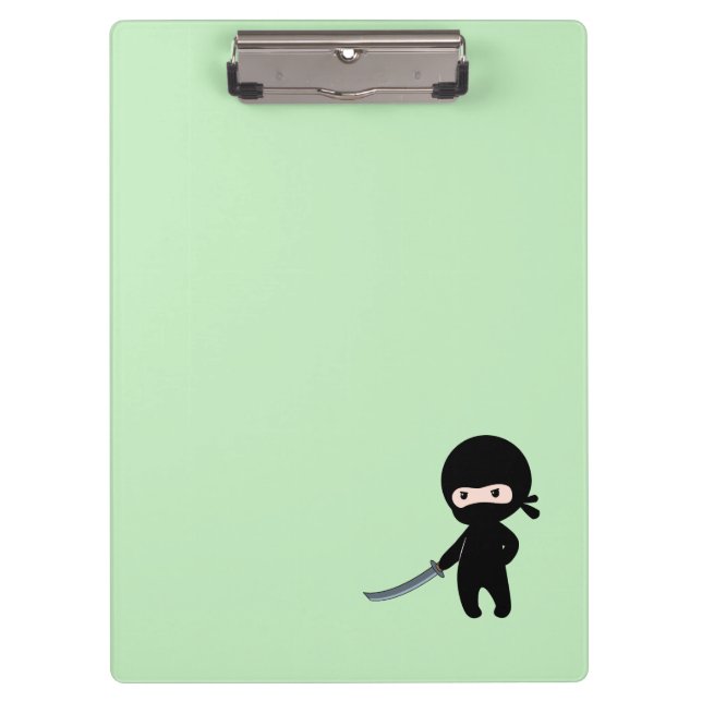 Tiny Angry Ninja Custom Name on Green Clipboard (Front)
