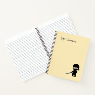 Tiny Angry Ninja Custom Name on Yellow Notebook