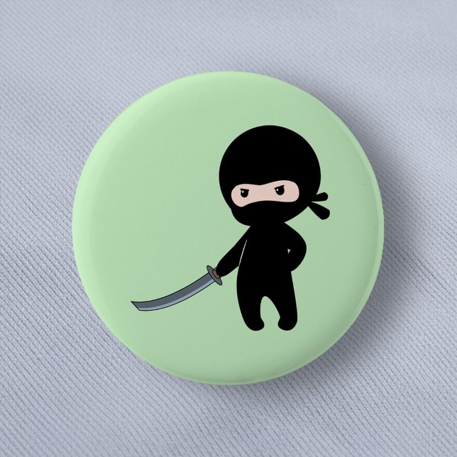 Tiny Angry Ninja on Green 6 Cm Round Badge (Creator Uploaded)
