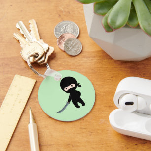 Tiny Angry Ninja on Green Key Ring