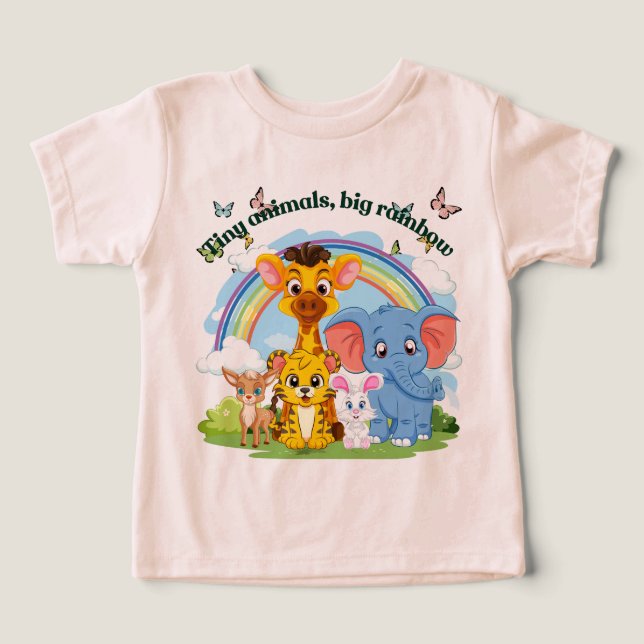 Tiny animals, big rainbow Design Toddler T-shirt (Design Front)