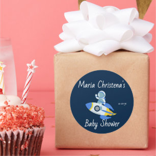 Tiny Astronaut Rocket Ride Baby Shower Sticker