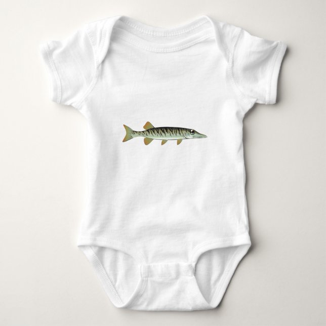 Tiny baby muskie Vector Art Fish Farm Bodysuit (Front)