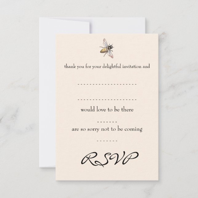 Tiny Bee Wedding Reply Card (Front)