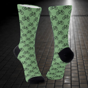 Tiny Bicycles motif patterned on green / any colou Socks