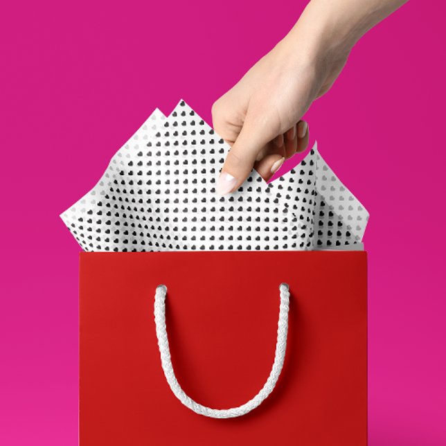 Tiny Black Hearts Valentines Day Gift Tissue Paper (a pattern of tiny black hearts make this tissue paper a fun and bold choice for Valentine's Day gift)