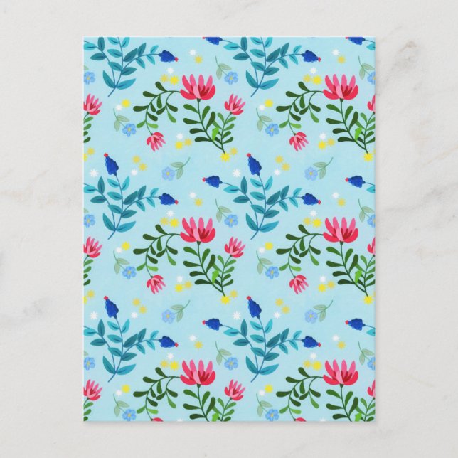 Tiny Bloom Blue Flowers Spring Garden Holiday Postcard (Front)