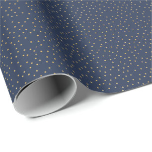 Tiny Blue and Gold Polka Dot Handmade Wrapping Paper