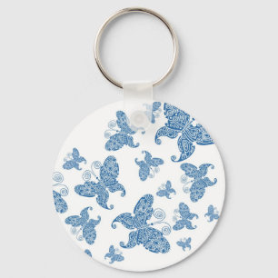 Tiny Blue Butterflies Key Ring