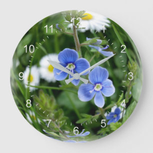 tiny blue flowers large clock