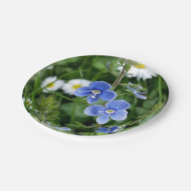 tiny blue flowers paper plate (Angled)
