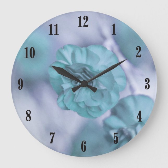 Tiny Blue Flowers Wall Clock (Front)