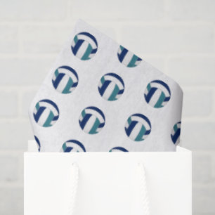 tiny blue teal volleyballs pattern tissue paper