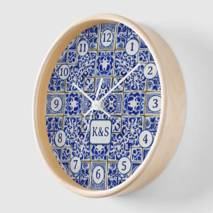 Tiny Blue & White Tiles - Classic Dutch China Clock