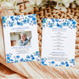 Tiny Blue Wildflowers Funeral Order of Service  Programme