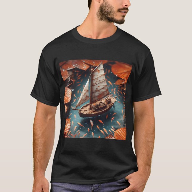 Tiny Boat, Ai Generated Art T-Shirt (Front)