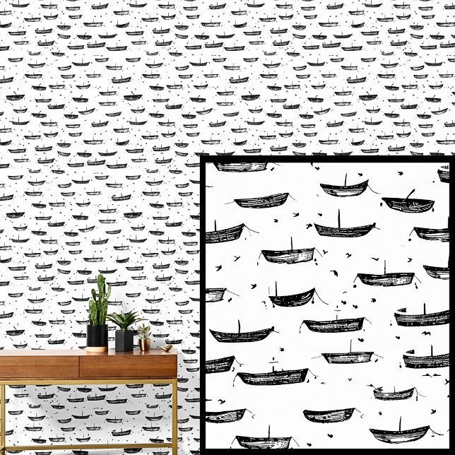 Tiny Boats Dinghies on White, Nautical Row Boats Wallpaper (Creator Uploaded)