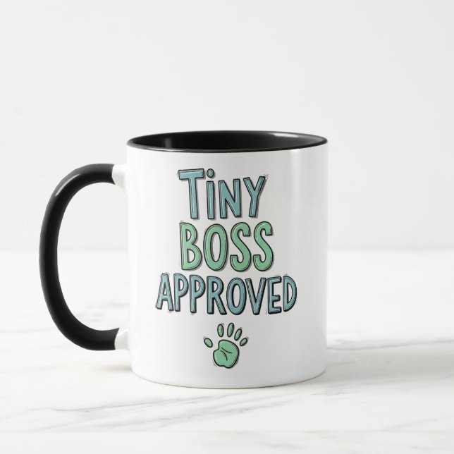 Tiny Boss Approved Cute Pet Paw Print Two-Tone Mug (Left)