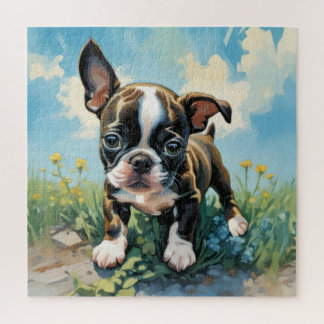 Tiny Boston Terrier puppy, many sizes, Jigsaw Puzzle