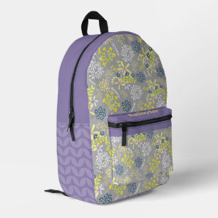 Tiny Bouquet Flowers Grey lavender Printed Backpack