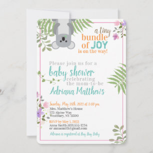 Tiny Bundle of Joy Forest Floral Baby Shower Invitation