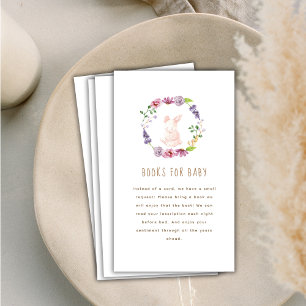 Tiny Bunny Floral Books For Baby Shower  Enclosure Card