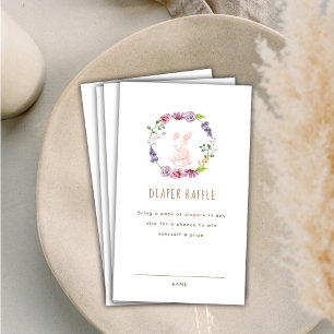 Tiny Bunny Floral Diaper Raffle Baby Shower Enclosure Card