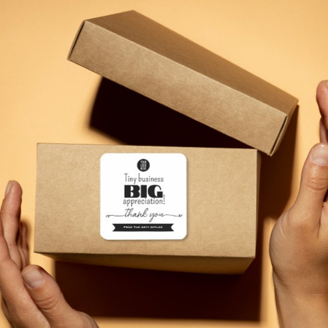 Tiny Business Big Appreciation packaging Logo Square Sticker (Creator Uploaded)