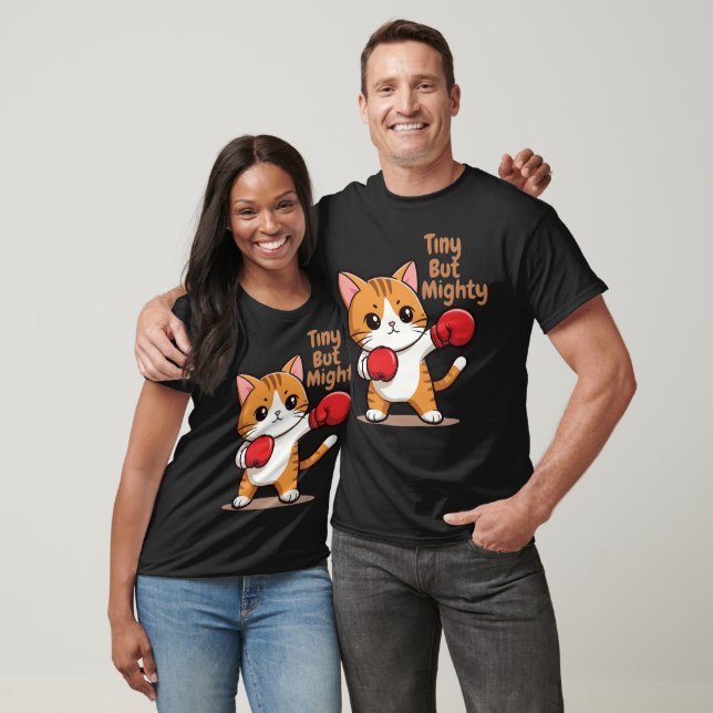Tiny But Mighty Boxing Cat - Cute Ginger Kitten T-Shirt (Unisex)